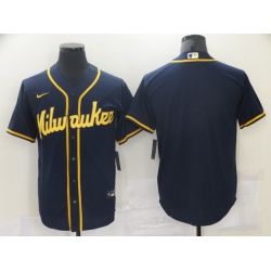 Men Nike Milwaukee Brewers Blank Navy Blue Stitched MLB Jersey