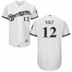 Mens Majestic Milwaukee Brewers 12 Stephen Vogt White Flexbase Authentic Collection MLB Jersey