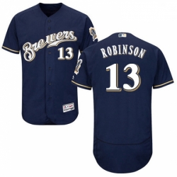 Mens Majestic Milwaukee Brewers 13 Glenn Robinson Navy Blue Flexbase Authentic Collection MLB Jersey