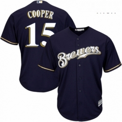 Mens Majestic Milwaukee Brewers 15 Cecil Cooper Replica White Alternate Cool Base MLB Jersey 
