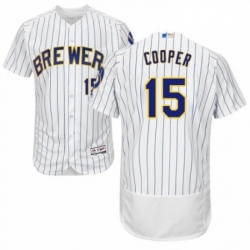 Mens Majestic Milwaukee Brewers 15 Cecil Cooper White Home Flex Base Authentic Collection MLB Jersey