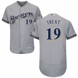 Mens Majestic Milwaukee Brewers 19 Robin Yount Grey Road Flex Base Authentic Collection MLB Jersey