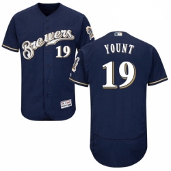 Mens Majestic Milwaukee Brewers 19 Robin Yount Navy Blue Alternate Flex Base Authentic Collection MLB Jersey