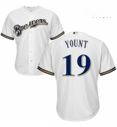 Mens Majestic Milwaukee Brewers 19 Robin Yount Replica White Home Cool Base MLB Jersey
