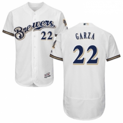 Mens Majestic Milwaukee Brewers 22 Matt Garza White Alternate Flex Base Authentic Collection MLB Jersey