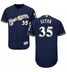 Mens Majestic Milwaukee Brewers 35 Brent Suter White Alternate Flex Base Authentic Collection MLB Jersey