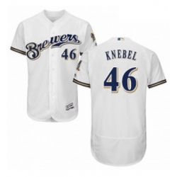 Mens Majestic Milwaukee Brewers 46 Corey Knebel White Flexbase Authentic Collection MLB Jersey