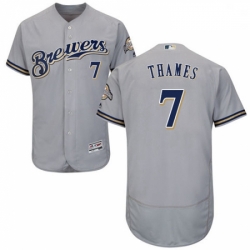 Mens Majestic Milwaukee Brewers 7 Eric Thames Grey Flexbase Authentic Collection MLB Jersey
