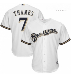 Mens Majestic Milwaukee Brewers 7 Eric Thames Replica White Home Cool Base MLB Jersey