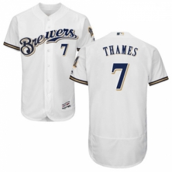 Mens Majestic Milwaukee Brewers 7 Eric Thames White Flexbase Authentic Collection MLB Jersey