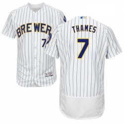 Mens Majestic Milwaukee Brewers 7 Eric Thames WhiteRoyal Flexbase Authentic Collection MLB Jersey