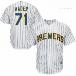 Mens Majestic Milwaukee Brewers 71 Josh Hader Replica White Home Cool Base MLB Jersey 