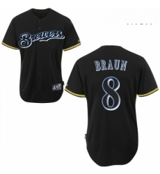 Mens Majestic Milwaukee Brewers 8 Ryan Braun Authentic Black Fashion MLB Jersey
