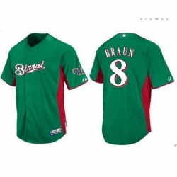 Mens Majestic Milwaukee Brewers 8 Ryan Braun Authentic Green Birrai Cool Base MLB Jersey