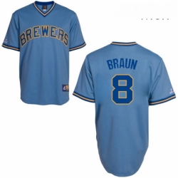 Mens Majestic Milwaukee Brewers 8 Ryan Braun Authentic Light Blue Cooperstown MLB Jersey