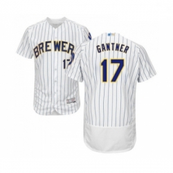 Mens Milwaukee Brewers 17 Jim Gantner White Home Flex Base Authentic Collection Baseball Jersey