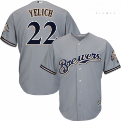 Mens Milwaukee Brewers 22 Christian Yelich Grey New Cool Base Stitched MLB Jersey 