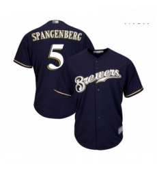 Mens Milwaukee Brewers 5 Cory Spangenberg Replica Navy Blue Alternate Cool Base Baseball Jersey 