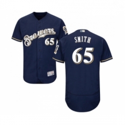 Mens Milwaukee Brewers 65 Burch Smith Navy Blue Alternate Flex Base Authentic Collection Baseball Jersey