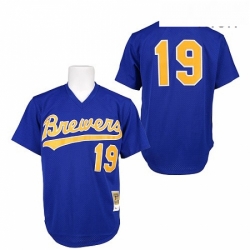 Mens Mitchell and Ness 1991 Milwaukee Brewers 19 Robin Yount Replica Blue Throwback MLB Jersey