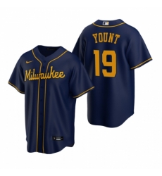 Mens Nike Milwaukee Brewers 19 Robin Yount Navy Alternate Stitched Baseball Jerse