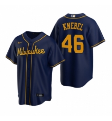 Mens Nike Milwaukee Brewers 46 Corey Knebel Navy Alternate Stitched Baseball Jersey