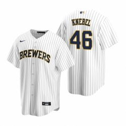 Mens Nike Milwaukee Brewers 46 Corey Knebel White Alternate Stitched Baseball Jersey
