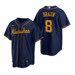 Mens Nike Milwaukee Brewers 8 Ryan Braun Navy Alternate Stitched Baseball Jerse