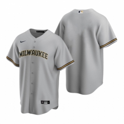 Mens Nike Milwaukee Brewers Blank Gray Road Stitched Baseball Jersey