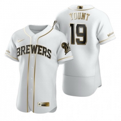 Milwaukee Brewers 19 Robin Yount White Nike Mens Authentic Golden Edition MLB Jersey