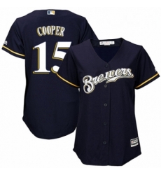 Womens Majestic Milwaukee Brewers 15 Cecil Cooper Authentic White Alternate Cool Base MLB Jersey 