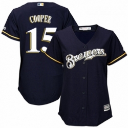 Womens Majestic Milwaukee Brewers 15 Cecil Cooper Authentic White Alternate Cool Base MLB Jersey 