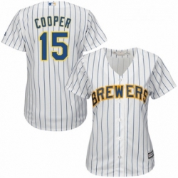 Womens Majestic Milwaukee Brewers 15 Cecil Cooper Authentic White Home Cool Base MLB Jersey 