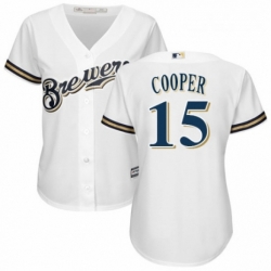 Womens Majestic Milwaukee Brewers 15 Cecil Cooper Replica Navy Blue Alternate Cool Base MLB Jersey 