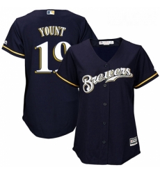 Womens Majestic Milwaukee Brewers 19 Robin Yount Authentic Navy Blue Alternate Cool Base MLB Jersey