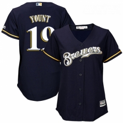 Womens Majestic Milwaukee Brewers 19 Robin Yount Replica Navy Blue Alternate Cool Base MLB Jersey