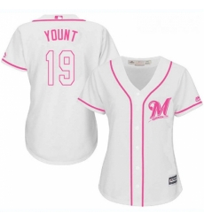 Womens Majestic Milwaukee Brewers 19 Robin Yount Replica White Fashion Cool Base MLB Jersey