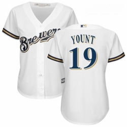 Womens Majestic Milwaukee Brewers 19 Robin Yount Replica White Home Cool Base MLB Jersey