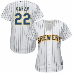 Womens Majestic Milwaukee Brewers 22 Matt Garza Authentic White Alternate Cool Base MLB Jersey