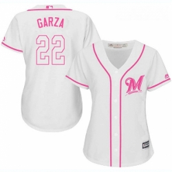 Womens Majestic Milwaukee Brewers 22 Matt Garza Replica White Fashion Cool Base MLB Jersey