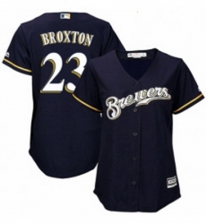 Womens Majestic Milwaukee Brewers 23 Keon Broxton Authentic White Alternate Cool Base MLB Jersey 