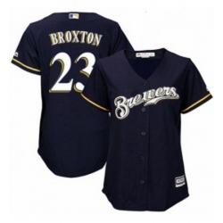Womens Majestic Milwaukee Brewers 23 Keon Broxton Authentic White Alternate Cool Base MLB Jersey 