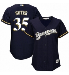 Womens Majestic Milwaukee Brewers 35 Brent Suter Authentic White Alternate Cool Base MLB Jersey 