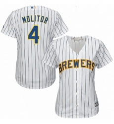 Womens Majestic Milwaukee Brewers 4 Paul Molitor Authentic White Alternate Cool Base MLB Jersey
