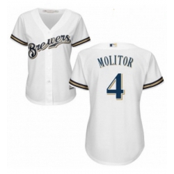 Womens Majestic Milwaukee Brewers 4 Paul Molitor Authentic White Home Cool Base MLB Jersey