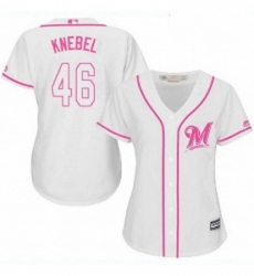 Womens Majestic Milwaukee Brewers 46 Corey Knebel Authentic White Fashion Cool Base MLB Jersey 
