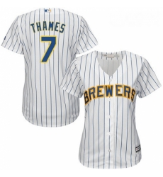 Womens Majestic Milwaukee Brewers 7 Eric Thames Authentic White Alternate Cool Base MLB Jersey