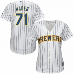Womens Majestic Milwaukee Brewers 71 Josh Hader Authentic White Home Cool Base MLB Jersey 
