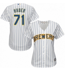 Womens Majestic Milwaukee Brewers 71 Josh Hader Replica White Home Cool Base MLB Jersey 