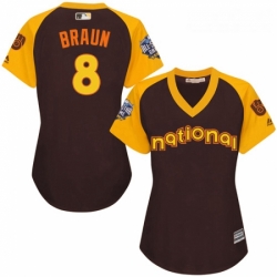 Womens Majestic Milwaukee Brewers 8 Ryan Braun Authentic Brown 2016 All Star National League BP Cool Base MLB Jersey